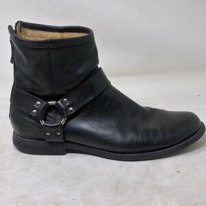 Frye Black Leather Harness Boots